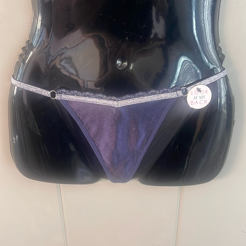 Spree Thong Panty G String Blue Satin Sissy Sexy Indie Sleaze Festival Feminine